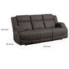 Kate 82 Inch Power Double Recliner Sofa USB Ports Brown Microfiber Wood By Casagear Home BM315186