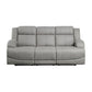 Kate 82 Inch Power Double Recliner Sofa USB Ports Gray Microfiber Wood By Casagear Home BM315188