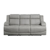 Kate 82 Inch Power Double Recliner Sofa USB Ports Gray Microfiber Wood By Casagear Home BM315188