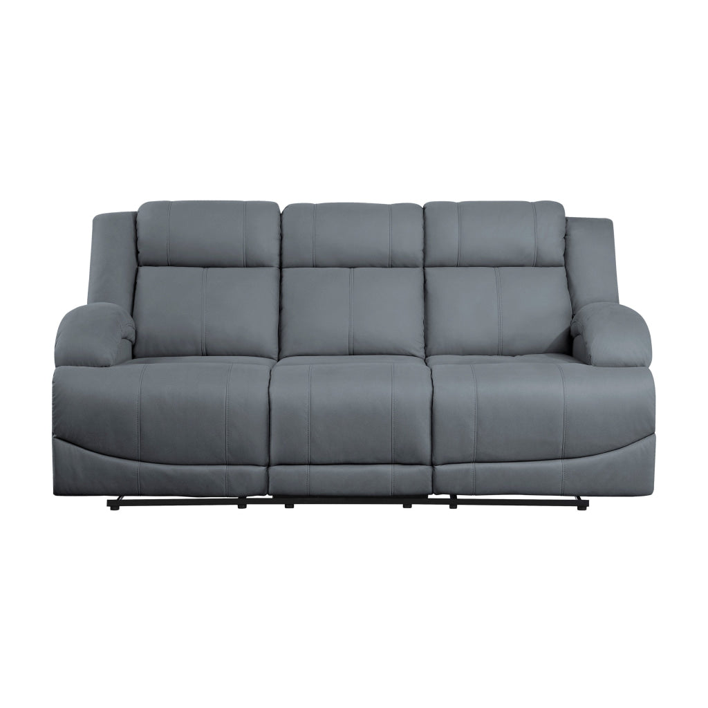 Kate 82 Inch Double Manual Recliner Sofa Blue Microfiber Solid Wood By Casagear Home BM315189