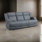 Kate 82 Inch Double Manual Recliner Sofa, Blue Microfiber, Solid Wood By Casagear Home