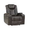 Mia 40 Inch Power Recliner Chair, Gray Faux Leather, LED, USB, Cupholders By Casagear Home