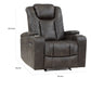 Mia 40 Inch Power Recliner Chair Gray Faux Leather LED USB Cupholders By Casagear Home BM315193