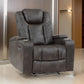 Mia 40 Inch Power Recliner Chair, Gray Faux Leather, LED, USB, Cupholders By Casagear Home