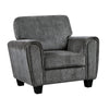 Lucy 37 Inch Accent Chair, Gray Chenille, Soft Cushions, Track Arms, Wood By Casagear Home