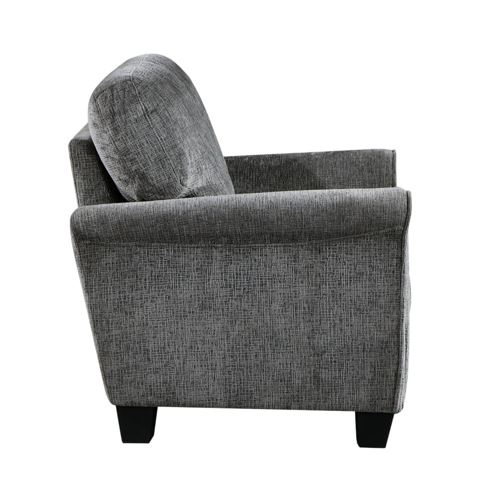 Lucy 37 Inch Accent Chair Gray Chenille Soft Cushions Track Arms Wood By Casagear Home BM315196