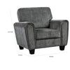 Lucy 37 Inch Accent Chair Gray Chenille Soft Cushions Track Arms Wood By Casagear Home BM315196