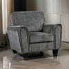 Lucy 37 Inch Accent Chair Gray Chenille Soft Cushions Track Arms Wood By Casagear Home BM315196