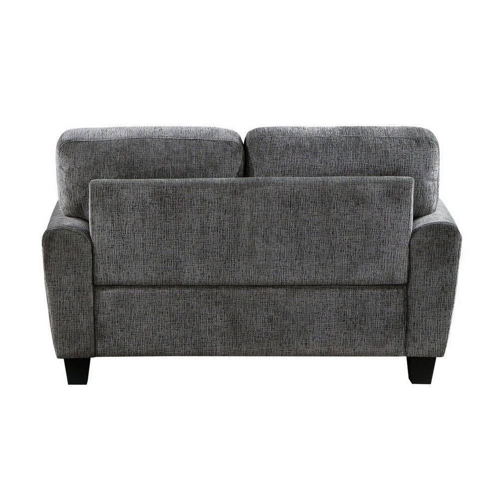 Lucy 63 Inch Loveseat Gray Chenille 2 Pillows Soft Cushions Solid Wood By Casagear Home BM315197