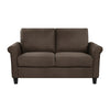 Nora 58 Inch Loveseat Brown Polyester Cushions Rolled Arms Solid Wood By Casagear Home BM315201