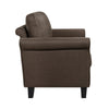 Nora 58 Inch Loveseat Brown Polyester Cushions Rolled Arms Solid Wood By Casagear Home BM315201