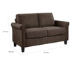 Nora 58 Inch Loveseat Brown Polyester Cushions Rolled Arms Solid Wood By Casagear Home BM315201