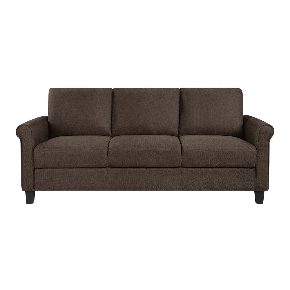 Nora 79 Inch Sofa Brown Polyester Soft Cushions Rolled Arms Solid Wood By Casagear Home BM315202