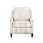 Claire 34 Inch Accent Chair Push Recliner Beige Gray Polyester Pinstripes By Casagear Home BM315209