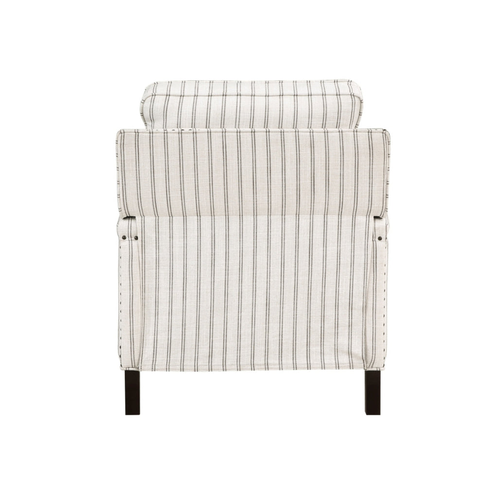 Claire 34 Inch Accent Chair Push Recliner Beige Gray Polyester Pinstripes By Casagear Home BM315209