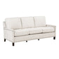 Claire 78 Inch Sofa Beige Gray Polyester Pinstripes Cushions Solid Wood By Casagear Home BM315211