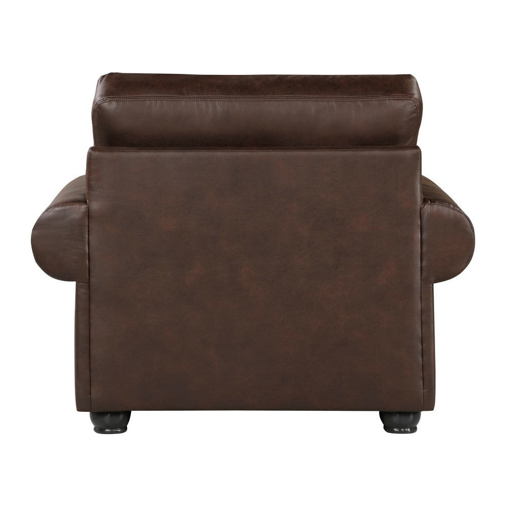 Jade 41 Inch Accent Chair Rich Brown Microfiber 1 Decor Pillow Wood By Casagear Home BM315212