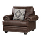 Jade 41 Inch Accent Chair, Rich Brown Microfiber, 1 Decor Pillow, Wood By Casagear Home