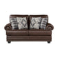 Jade 72 Inch Loveseat Rich Brown Microfiber 4 Pillows Soft Cushions Wood By Casagear Home BM315214