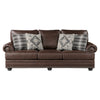 Jade 98 Inch Sofa Rich Brown Microfiber 4 Pillows Soft Cushions Wood By Casagear Home BM315216