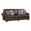 Jade 98 Inch Sofa, Rich Brown Microfiber, 4 Pillows, Soft Cushions, Wood By Casagear Home