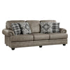 Jade 98 Inch Sofa, Taupe Brown Microfiber, 4 Pillows, Soft Cushions, Wood By Casagear Home