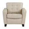 Erin 39 Inch Accent Chair Beige Leather Tufted Soft Cushions Solid Wood By Casagear Home BM315218