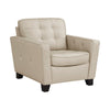 Erin 39 Inch Accent Chair, Beige Leather, Tufted, Soft Cushions, Solid Wood By Casagear Home