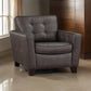 Erin 39 Inch Accent Chair Brown Leather Tufted Soft Cushions Solid Wood By Casagear Home BM315219