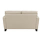 Erin 62 Inch Loveseat Beige Leather Stitch Tufting Cushions Solid Wood By Casagear Home BM315220