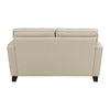 Erin 62 Inch Loveseat Beige Leather Stitch Tufting Cushions Solid Wood By Casagear Home BM315220