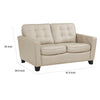 Erin 62 Inch Loveseat Beige Leather Stitch Tufting Cushions Solid Wood By Casagear Home BM315220