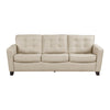 Erin 87 Inch Sofa Beige Leather Stitch Tufting Cushions Solid Wood By Casagear Home BM315222