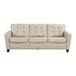 Erin 87 Inch Sofa Beige Leather Stitch Tufting Cushions Solid Wood By Casagear Home BM315222