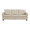 Erin 87 Inch Sofa Beige Leather Stitch Tufting Cushions Solid Wood By Casagear Home BM315222