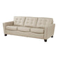 Erin 87 Inch Sofa Beige Leather Stitch Tufting Cushions Solid Wood By Casagear Home BM315222