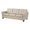 Erin 87 Inch Sofa Beige Leather Stitch Tufting Cushions Solid Wood By Casagear Home BM315222