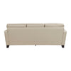 Erin 87 Inch Sofa Beige Leather Stitch Tufting Cushions Solid Wood By Casagear Home BM315222