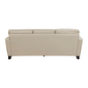 Erin 87 Inch Sofa Beige Leather Stitch Tufting Cushions Solid Wood By Casagear Home BM315222