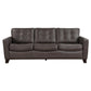 Erin 87 Inch Sofa Brown Leather Stitch Tufting Cushions Solid Wood By Casagear Home BM315223