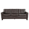 Erin 87 Inch Sofa Brown Leather Stitch Tufting Cushions Solid Wood By Casagear Home BM315223