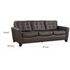 Erin 87 Inch Sofa Brown Leather Stitch Tufting Cushions Solid Wood By Casagear Home BM315223