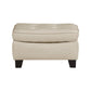 Erin 30 Inch Ottoman Beige Leather Stitch Tufting Cushion Solid Wood By Casagear Home BM315224