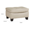 Erin 30 Inch Ottoman Beige Leather Stitch Tufting Cushion Solid Wood By Casagear Home BM315224