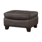 Erin 30 Inch Ottoman Brown Leather Stitch Tufting Cushion Solid Wood By Casagear Home BM315225