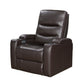 Betty 40 Inch Power Recliner Chair, Cupholder, USB, LED, Brown Faux Leather By Casagear Home