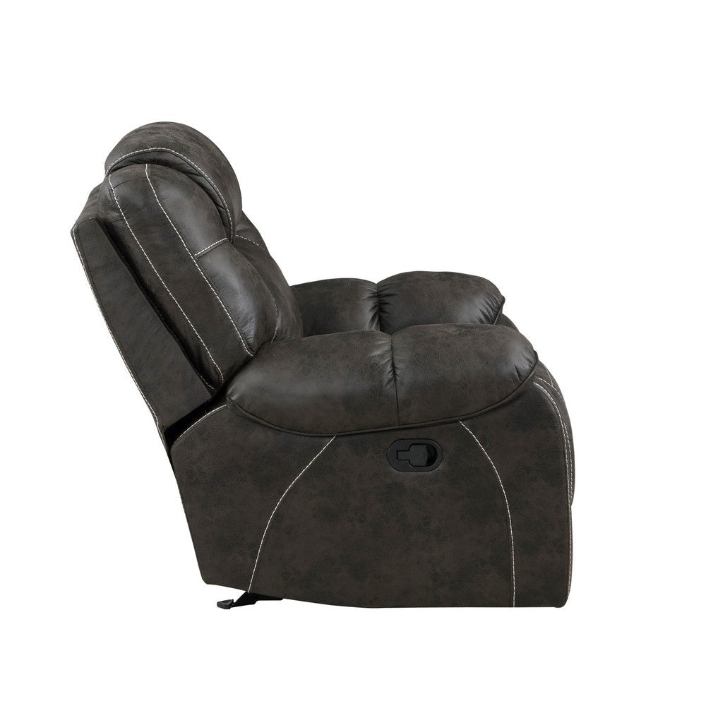 Lily 42 Inch Manual Glider Recliner Chair Brown Microfiber Solid Wood By Casagear Home BM315229