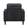 Willow 37 Inch Accent Chair Black Top Grain and Faux Leather Solid Wood By Casagear Home BM315232