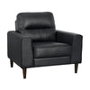 Willow 37 Inch Accent Chair, Black Top Grain and Faux Leather, Solid Wood By Casagear Home