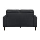 Willow 56 Inch Loveseat Black Top Grain and Faux Leather Solid Wood By Casagear Home BM315234